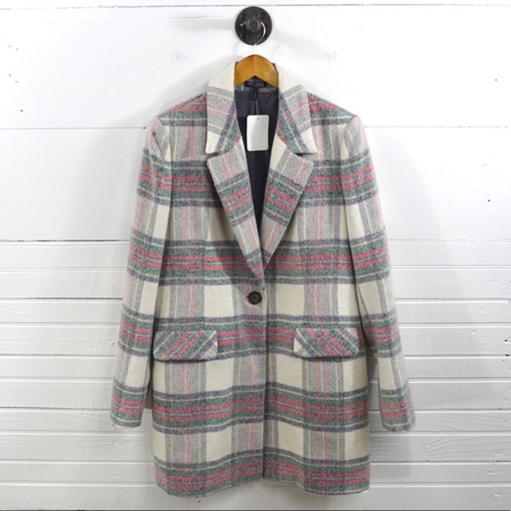 Intermix Plaid Topcoat - Like New
